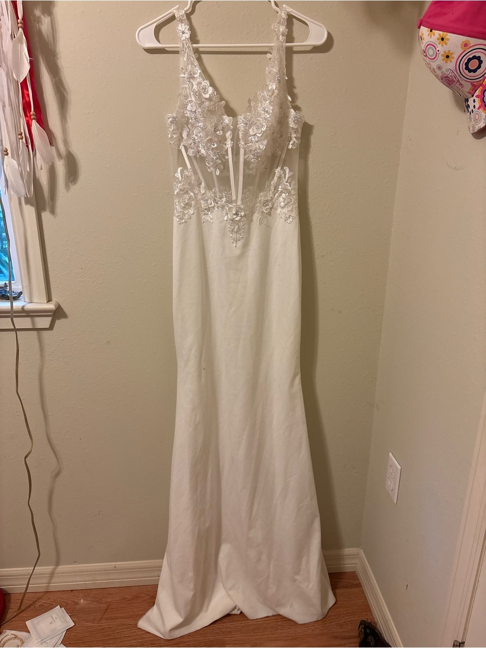 romantic boho-glam / vintage-inspired bridal gown.
